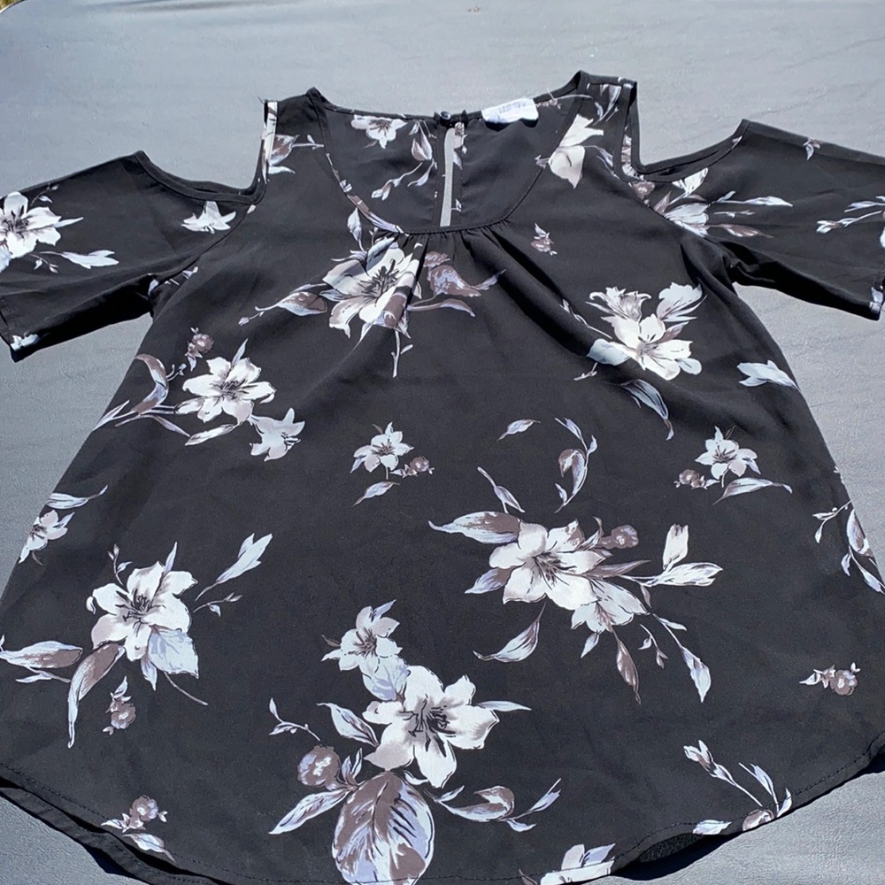 Black Floral Design Top